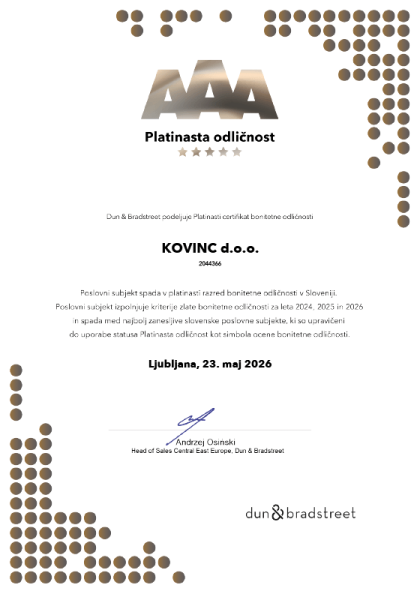 Platinasta odličnost: Kovinc 2026